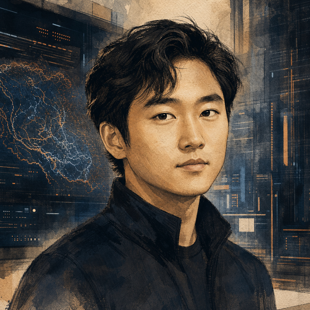 Editorial illustration of Alexandr Wang