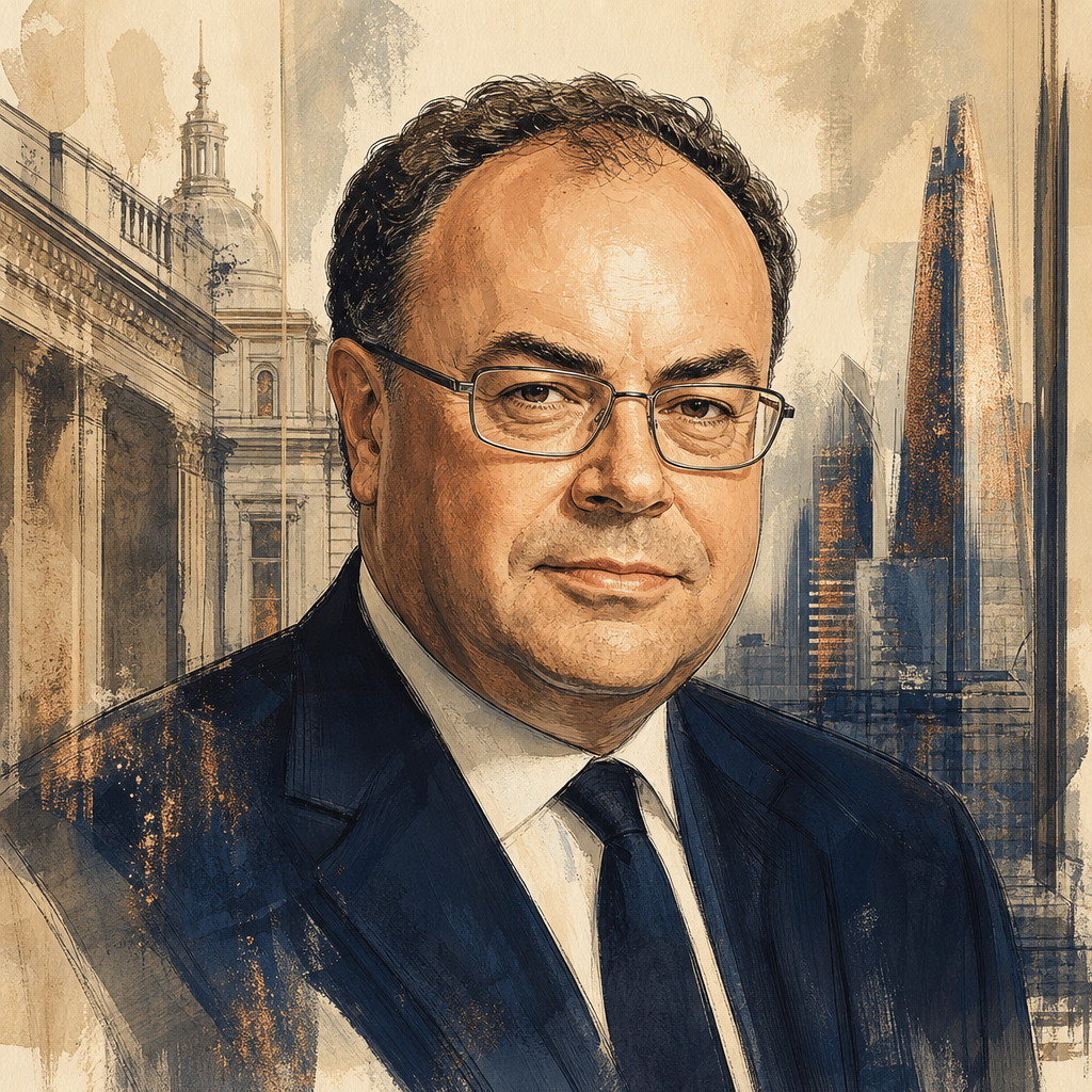 Editorial illustration of Andrew Bailey