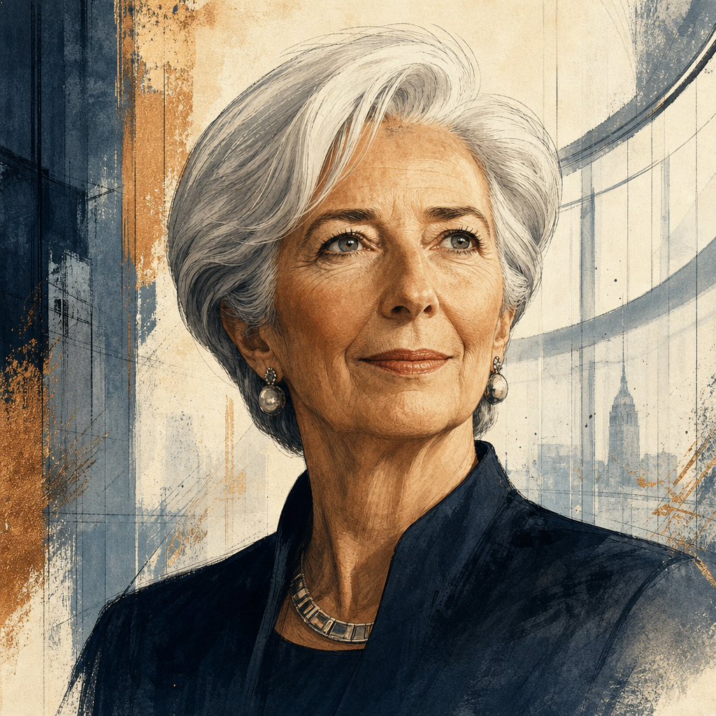 Editorial illustration of Christine Lagarde