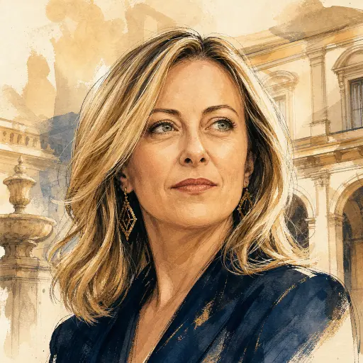 Editorial illustration of Giorgia Meloni