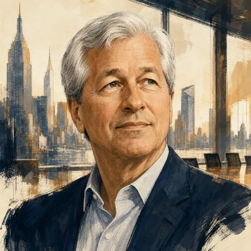 Editorial illustration of Jamie Dimon