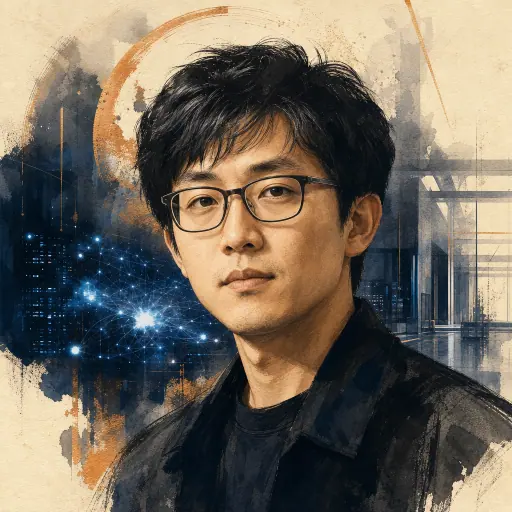 Editorial illustration of Liang Wenfeng
