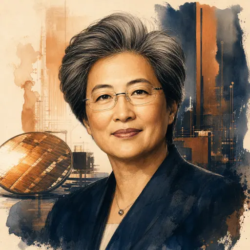 Editorial illustration of Lisa Su