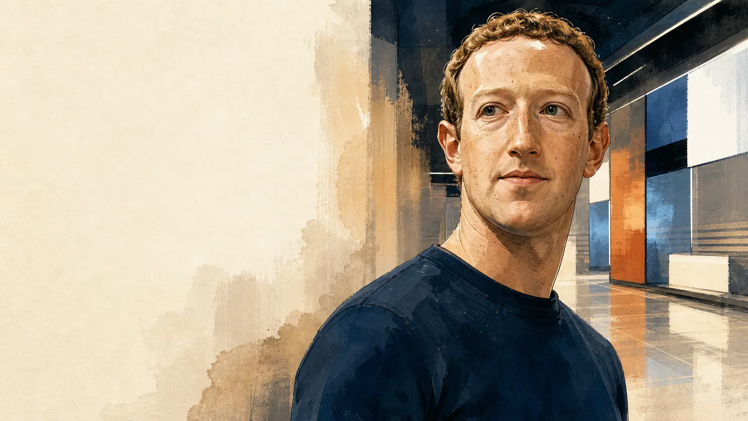 Editorial illustration of Mark Zuckerberg