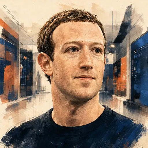 Editorial illustration of Mark Zuckerberg