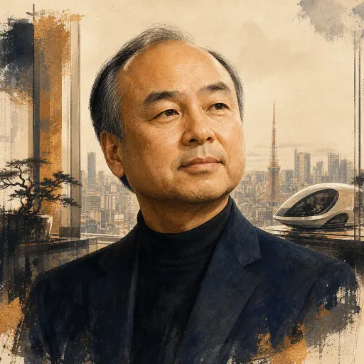 Editorial illustration of Masayoshi Son