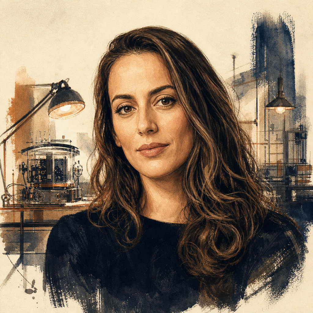 Editorial illustration of Mira Murati