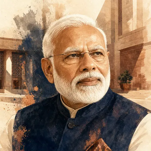 Editorial illustration of Narendra Modi