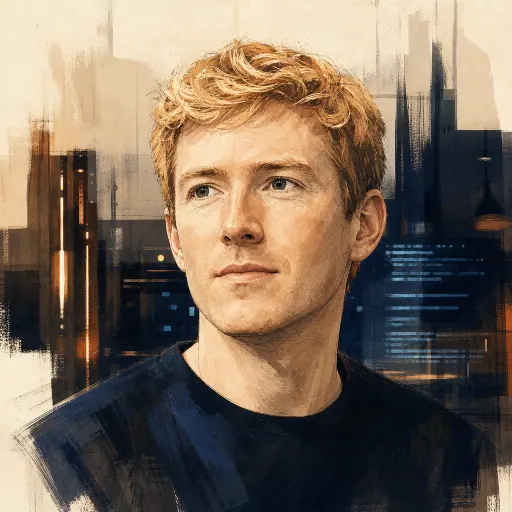 Editorial illustration of Patrick Collison
