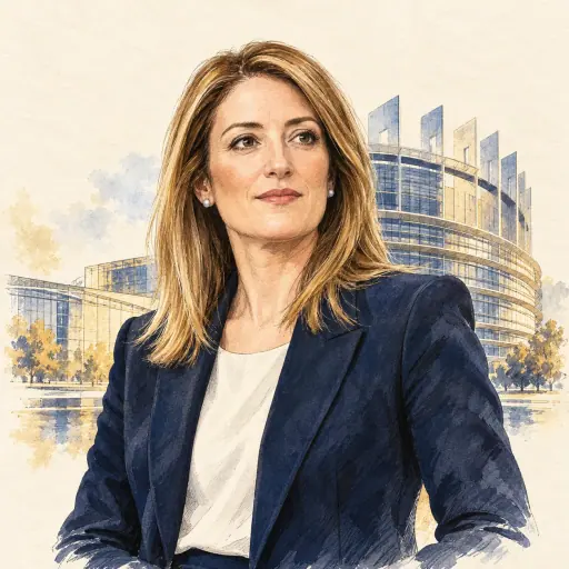Editorial illustration of Roberta Metsola