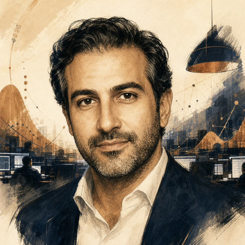 Editorial illustration of Tarek Mansour