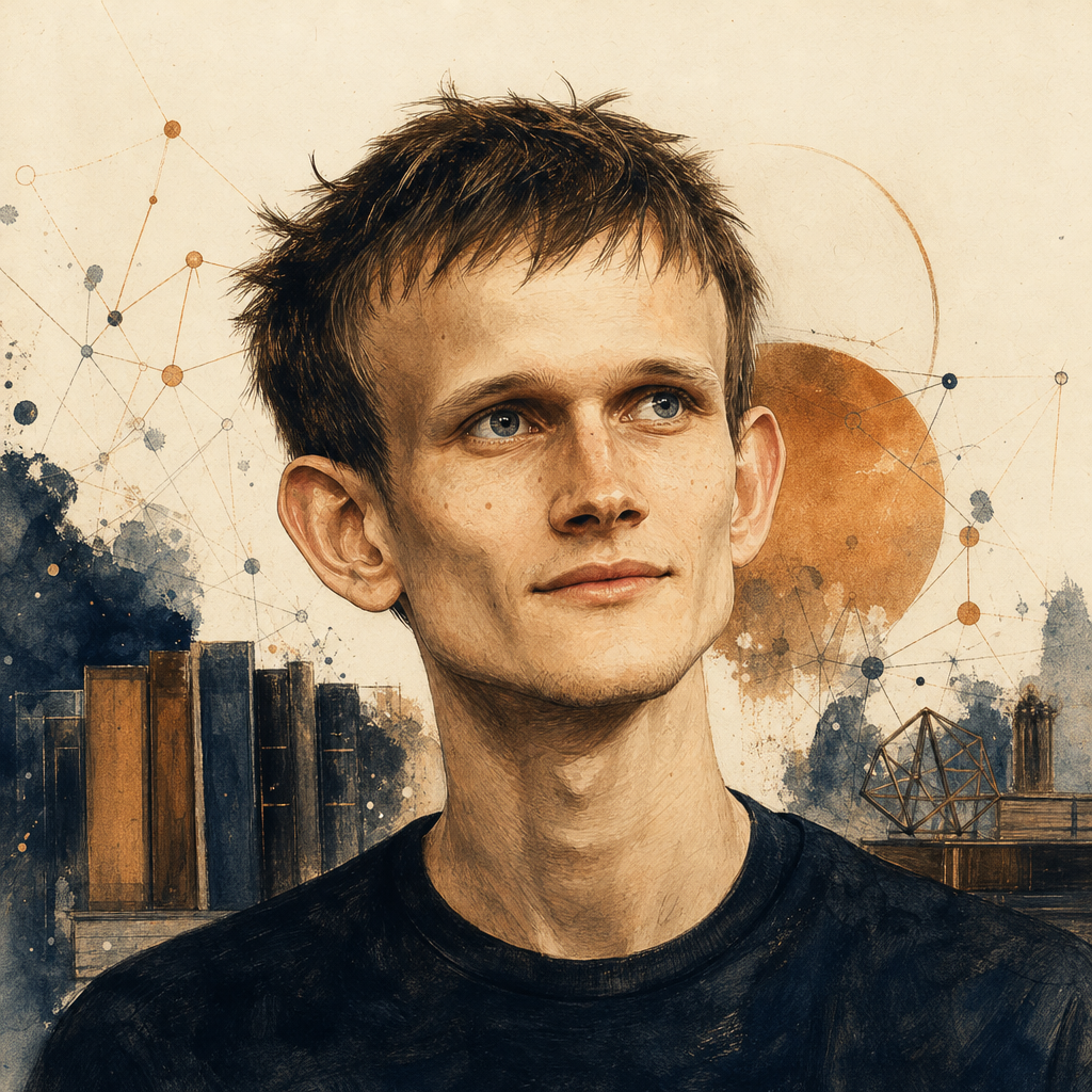 Editorial illustration of Vitalik Buterin