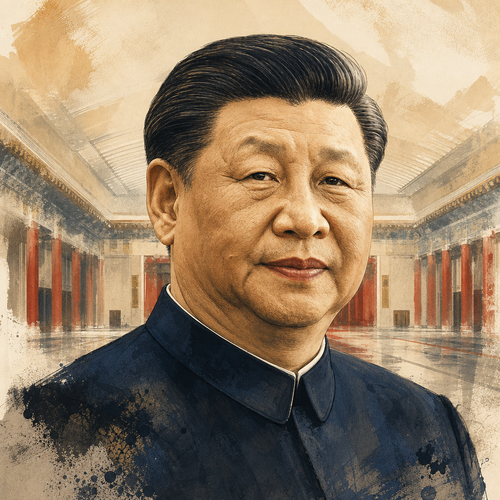 Editorial illustration of Xi Jinping